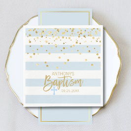 Streifen Pastel Blue Gold BOY BAPTISM Mittagessen Serviette