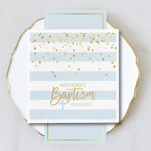 Streifen Pastel Blue Gold BOY BAPTISM Mittagessen Serviette