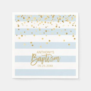 Streifen Pastel Blue Gold BOY BAPTISM Serviette