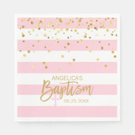 Streifen Pastel PINK Gold MIRL BAPTISM Luncheon Serviette