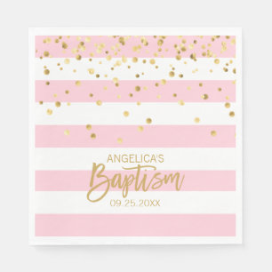 Streifen Pastel PINK Gold MIRL BAPTISM Luncheon Serviette