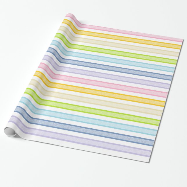 Streifen Pastel Rainbow Geschenkpapier (Ungerollt)