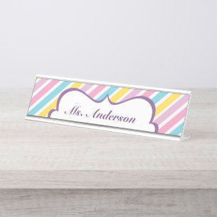 Streifen Personalisiert Teacher Schreibtisch Namen Schreibtischnamensplakette