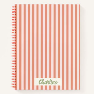 Streifen Pink Red Retro Calligraphy Notebook Notizbuch