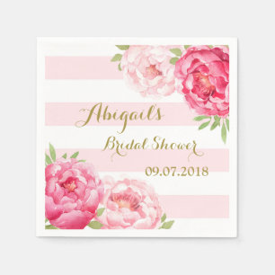 Streifen Pink Wasserfarbe Brautparty Napkins Serviette