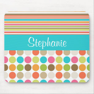 Streifen Polka Dots Anpassbare Monogramm-Maus-Pad Mousepad
