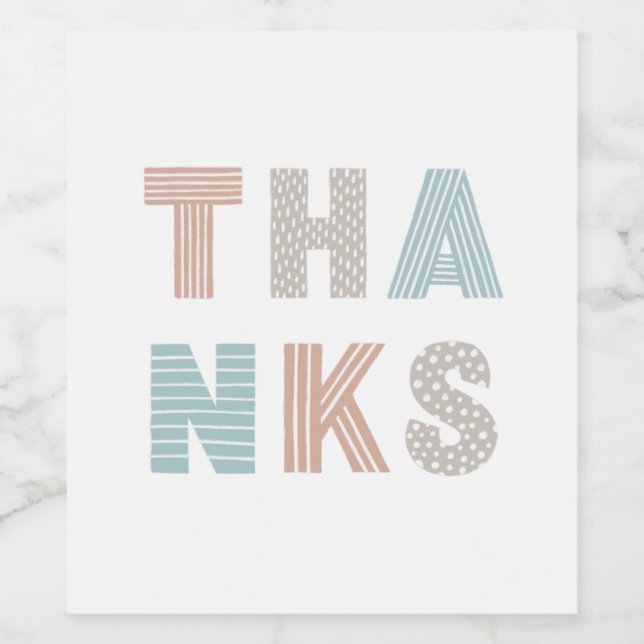 Streifen & Polka Dots Vielen Dank Typografie Party Weinetikett (Einzelnes Label)