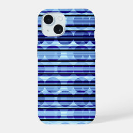 Streifen Punkte Blau iPhone 15 Hülle