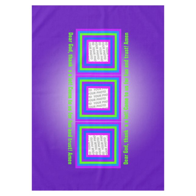 Streifen Quadrat Rahmen farbig 03 + Ihr Foto Tischdecke (Vorderseite)