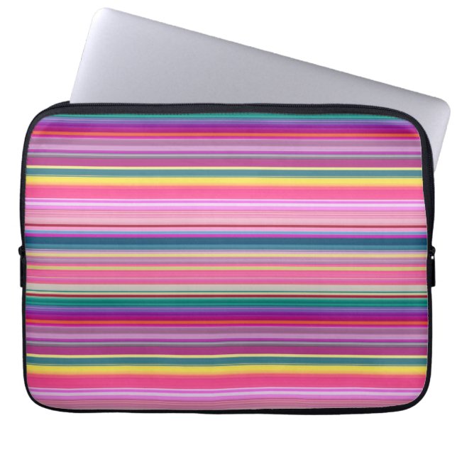 Streifen Retro multicolors Laptopschutzhülle (Vorderseite)