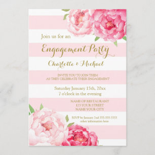 Streifen Rosa Engagement Party Einladung