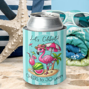 Streifen Rosa Flamingo Sommer Geburtstagsfeier Dosenkühler