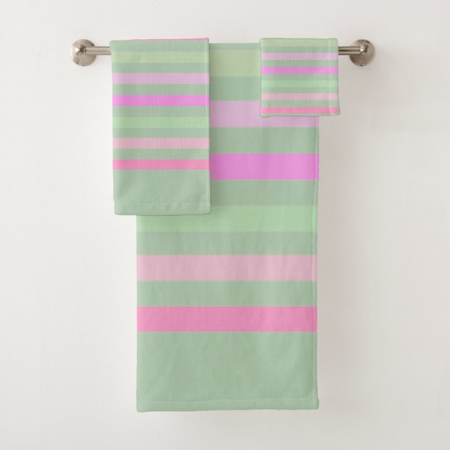 Streifen, rosa, grün badhandtuch set (Insitu)
