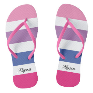 Streifen Rosa Lila Blau Personalisiert Flip Flops