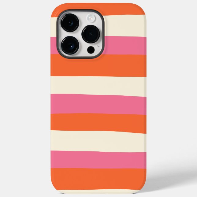 Streifen - Rosa, orange und Creme Case-Mate iPhone Hülle (Rückseite)