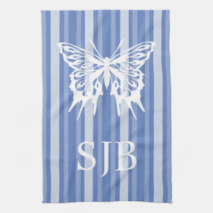 Streifen-Schmetterlings-Monogramm Donaus Geschirrtuch