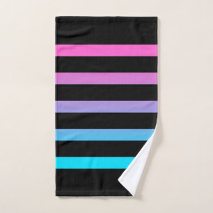Streifen schwarz, blau und rosa badhandtuch set