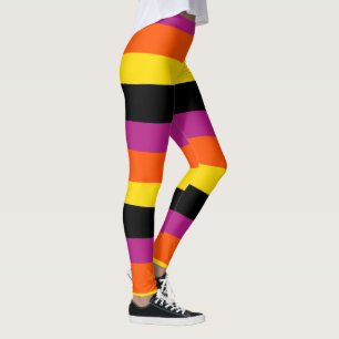 Streifen - schwarz, rosa, orange und gelb leggings