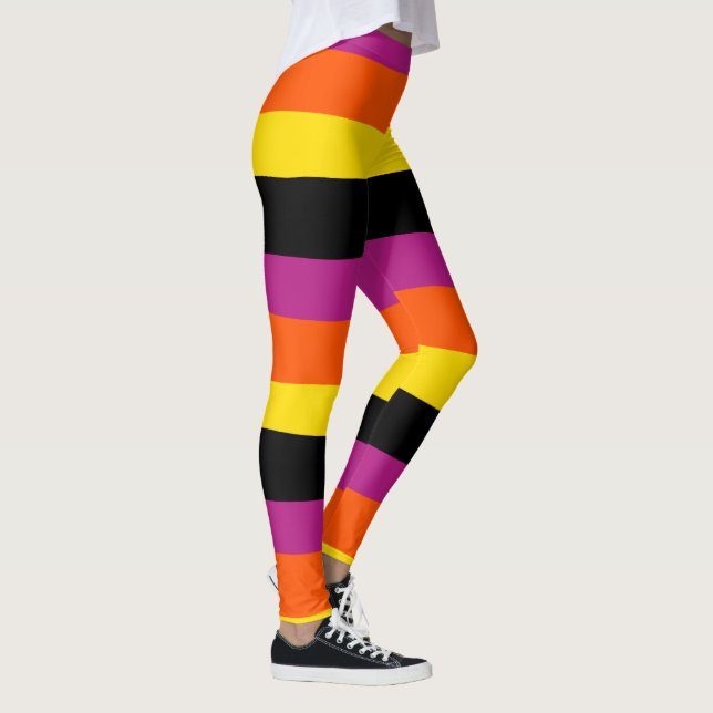 Streifen - schwarz, rosa, orange und gelb leggings (Rechts)