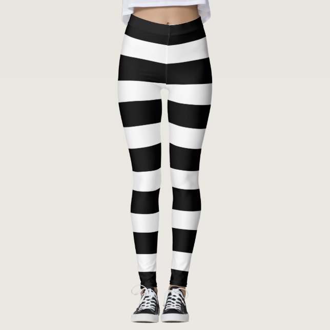Streifen schwarz und weiß leggings (Vorderseite)