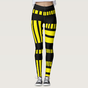 Streifen.Schwarz-weiß 01 B Gelb BG Leggings