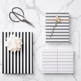 Streifen schwarz-weiß Streifen Muster chic Geschenkpapier Set