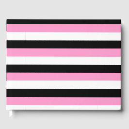 Streifen schwarz, weiß und rosa gästebuch