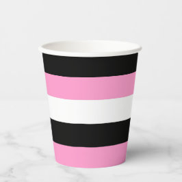 Streifen schwarz, weiß und rosa pappbecher