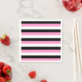 Streifen schwarz, weiß und rosa serviette