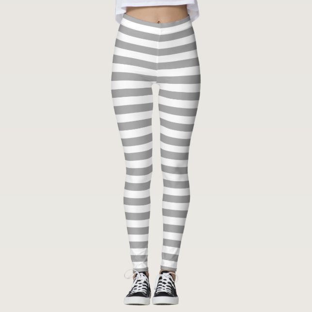 Streifen Schwarz-weißen Grau Leggings (Vorderseite)