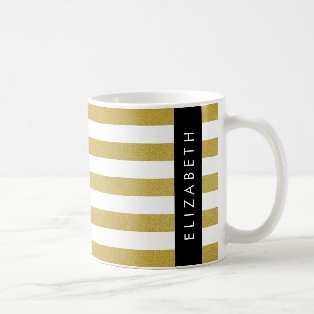 Streifen, Streifen, Linien, Ihr Name Kaffeetasse (Rechts)