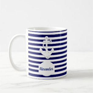 Streifen und Ankermonogramm Kaffeetasse