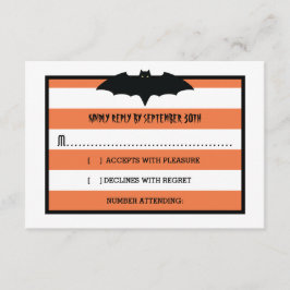Streifen und Becken | Orange Halloween Wedding RSV RSVP Karte