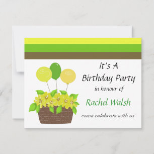 Streifen und Blume zum Geburtstag Einladung
