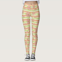 Streifen und Blütenmischung Leggings