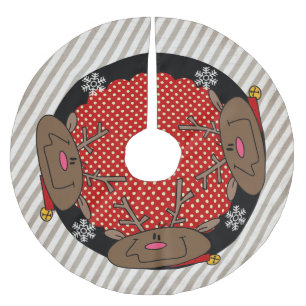 Streifen und Dots-Rentier-Holiday-Treppenhaus Polyester Weihnachtsbaumdecke