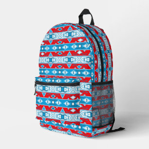 Streifen und geometrische Formen, rot-blau Bedruckter Rucksack