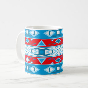 Streifen und geometrische Formen, rot-blau Kaffeetasse