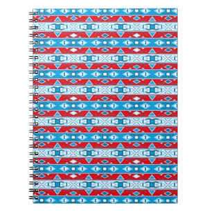Streifen und geometrische Formen, rot-blau Notizblock
