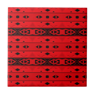 Streifen und geometrische Formen, rot Fliese