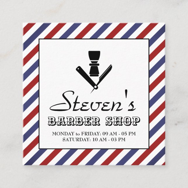 Streifen und Logo Vintag  Quadratische Visitenkarte (Vorderseite)