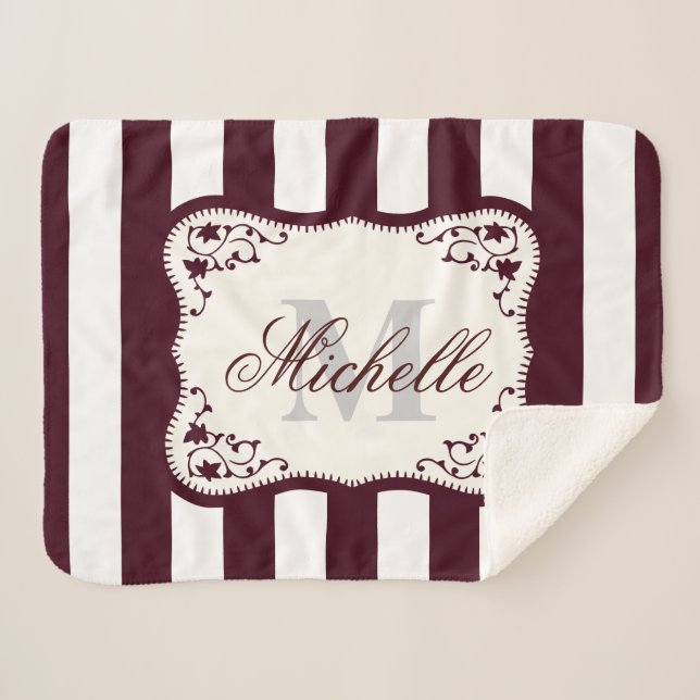 Streifen und Monogramm Sherpadecke (Vorderseite (Horizontal))