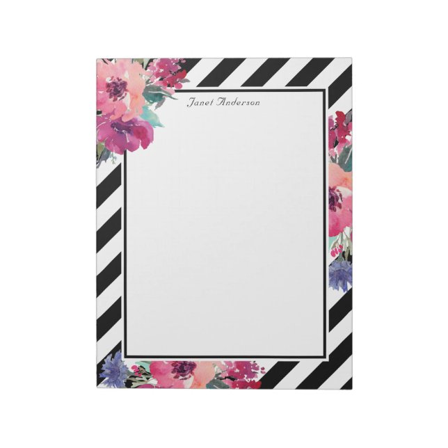 Streifen und Muster mit Ihrem Namen Notizblock (Rotiert)