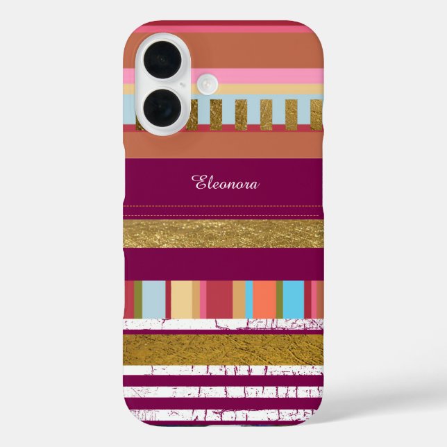 Streifen und Name farbig Case-Mate iPhone Hülle (Rückseite)