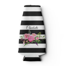 Streifen und Peonys Personalisiert Flasche Cooler