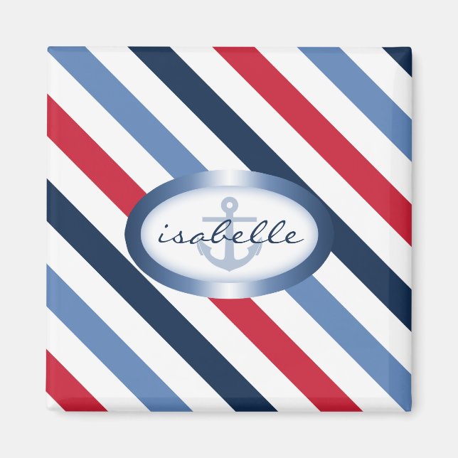 Streifen und Personalisiertes Ankermuster Magnet (Vorne)