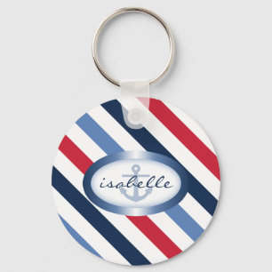 Streifen und Personalisiertes Ankermuster Schlüsselanhänger