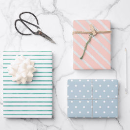 Streifen und Punkte Frühlingsmilch Geschenkpapier Set