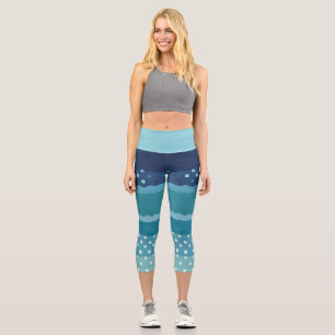 Streifen und Punkte in Blautönen  Capri Leggings