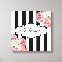 Streifen und Rose Leinwanddruck